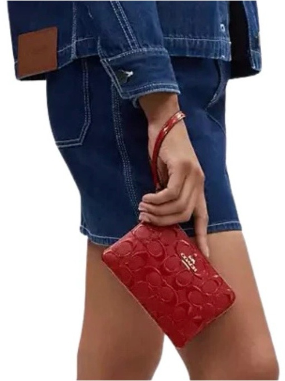 Coach Red Embossed Signature Wristlet